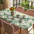 thumbnail image 3 of Spring White Daisy Table Cloths for 4 Foot Rectangle Tables, Flowers Green Leaves Pastoral Botanical Patio Waterproof Elastic Fitted Tablecloths, Washable Rectangular Table Cover for Camping, 3 of 8