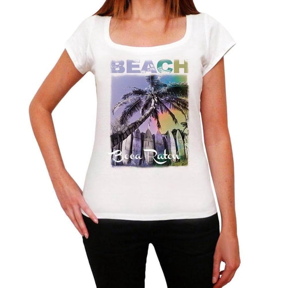 T-Shirt Graphique pour Femmes Boca Raton Beach Palm Eco-Friendly Dames Édition Limitée T-Shirt à Manches Courtes Vintage Anniversaire Cadeau Nouveauté
