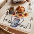 thumbnail image 3 of Sunflower Placemats Set of 8 Yellow Wildflower Garden Motifs Watercolor Place Mats Indoor Wipeable Table Mats Washable Cloth Dining Table Placemats for Kitchen Holiday Party Home Decor 13x19 Inch, 3 of 9