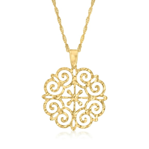 Ross-Simons Italian 18kt Gold Over Sterling Filigree Pendant Necklace, Women's, Adult