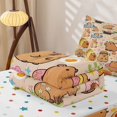 thumbnail image 6 of Manfei Cartoon Animals Zipper Twin Comforter Sets with Fitted Sheet and 2 Pillowcases,Kawaii Daily Capybara Print Zipper Bedding Set,Brown,Polkadot Reversible,4pcs, 6 of 8
