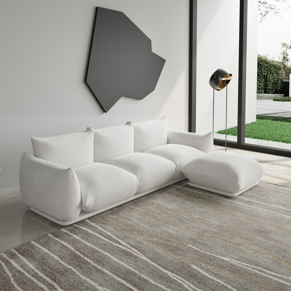 Magic Home Convertible Modular Sectional Sofa Foam Couch Loveseat Sofa Chenille Couch 2-Seat Sofa Sectional Couch for Living Room,Beige