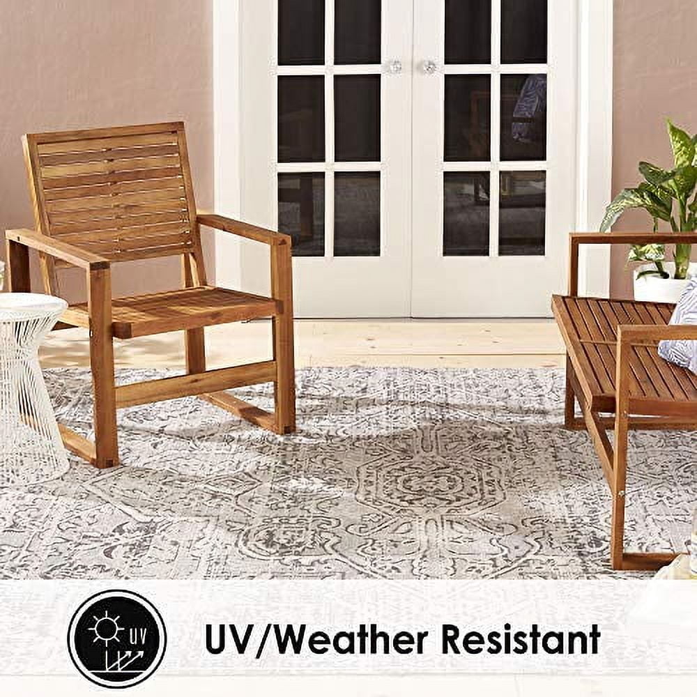 Nicole Miller New York Patio Sofia Fleur Transitional Medallion Indoor/Outdoor Area Rug, Light Grey/Dark Grey, 5'2"x7'2"
