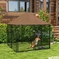 thumbnail image 2 of Outside Dog Kennel, 4.6' X 4.6' X 5' Puppy Play Pen With Canopy, Garden Playpen Fence Crate Enclosure Cage Rotating Bowl, Black, 2 of 8
