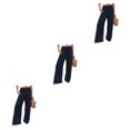 thumbnail image 2 of Pantalones Qarigey Verano Primavera Bolsillos Color Sólido Suelto Casual Pierna Ancha Elástico Vintage Azul Oscuro, 2 of 6