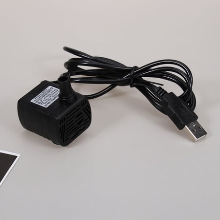 MOKKHNB USB Powered Submersible Pond Pump Black Plastic Water Circulation Pump for Aquarium and Fountain 1 Piece