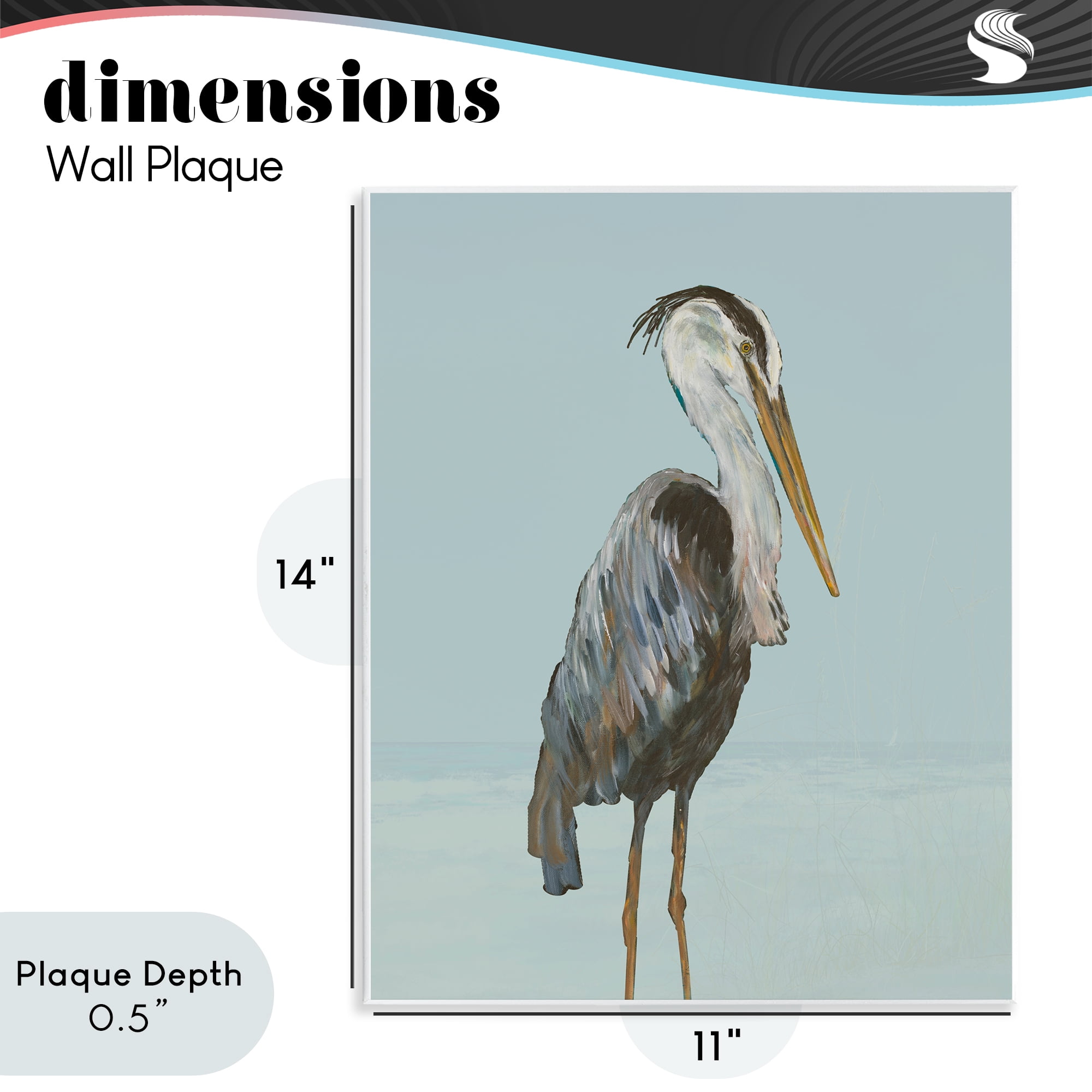 Stupell Industries Coastal Pelican Muted Blue Wall Plaque Art, design by Julie DeRice