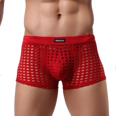 

Uorcsa Midnight Mesh Summer Hollow Out Breathable Men s Underwear Cotton Sexy Underpants Red