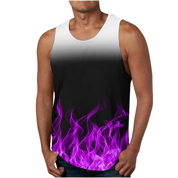 Hombres Casual Gradación Impresión Suéter Cuello Redondo Tanque Deportivo