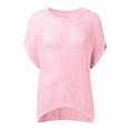 thumbnail image 5 of Crochet Coverups for Women Summer Cap Sleeve Hollow Out Casual Cruise Beach Vacation Tops Knit Pullover Sweater Pink 2XL, 5 of 7