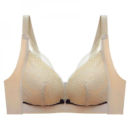 

SweetCandy Lace Bra Breastfeeding Maternity Bra for Women Front Buckle Non-marking Ice Silk Underwear