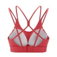 thumbnail image 5 of felwors Sports Bra for Women, Scoop Neck Crisscross Back Padded Low Impact Bras Tops for Workout Yoga Gym Red, XL, 5 of 5