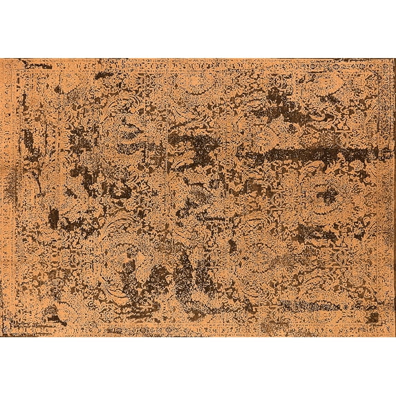 Ahgly Company Indoor Rectangle Oriental Orange Industrial Area Rugs, 5' x 7'