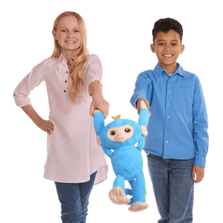 WowWee - Fingerlings HUGS BORIS - Friendly Interactive Plush Monkey Toy - Blue