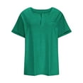 thumbnail image 4 of Summer Tops for Women Mgmyaa Women Tops Plus Size V-Neck Short Sleeve Tops Lace Loose Blouse Fashion Solid Color Fit Casual Tees, Shirts, 4 of 6