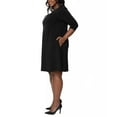 thumbnail image 2 of Leota Women's Wrinkle-free Quarter Sleeve Swing Mini Dress-Black / L, 2 of 7