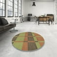 thumbnail image 4 of Ahgly Company Machine Washable Indoor Round Transitional Saddle Brown Area Rugs, 5' Round, 4 of 7