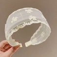 thumbnail image 3 of TIANZEN French Lace Wide Headband Elegant Hair For Boho Floral Embroidered Stretchable Hair Band Women Knotted Headband, 3 of 4