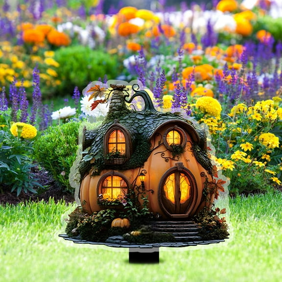 Tuscom 2D Acrylic Halloween Pumpkin House Decoration – Outdoor Garden Stake for Yard, Patio & Lawn – Spooky Party Decor with Ground Plug – Durable & Waterproof