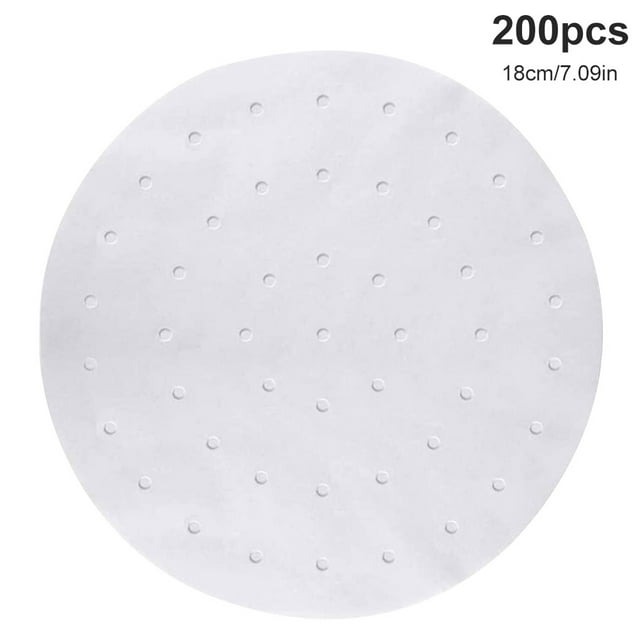Billuyoard Revestimientos para freidora de aire, papeles redondos para cocinar al vapor, impermeables y resistentes al calor, 200 Uds. Herramientas y accesorios para hornear