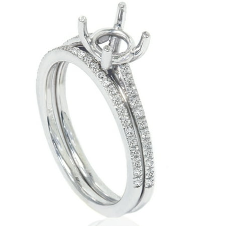 Pompeii 1/5ct Pave Cathedral Diamond Engagement Ring Setting 14K White Gold (G/H,I1-I2)