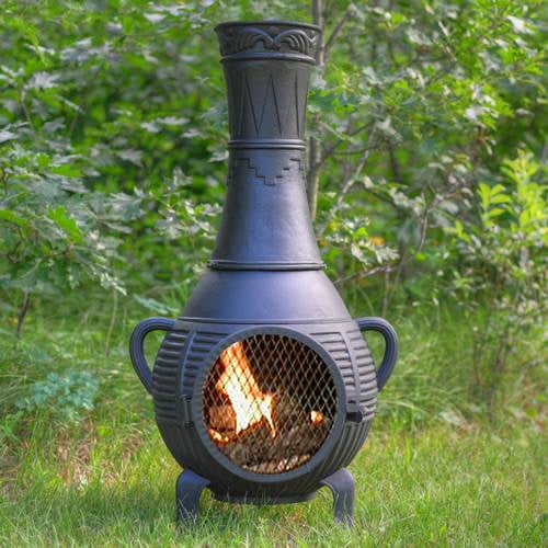 Outdoor Chiminea Fireplace Pine in Charcoal Finish (Without Gas) by The Blue Rooster