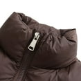 thumbnail image 6 of Girls Puffer Solid Color Vest Winter Sleeveless Quilted Jackets Boys Lightweight Zipper Waistcoat Coat Coffee 140, 6 of 8