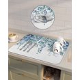 thumbnail image 4 of Teal Blue Eucalyptus Leaves Dish Drying Mat for Kitchen Counter, Super Absorbent Quick Dry Coffee Bar Mat Pad Thin Diatomaceous Sink Mat Non Slip Dish Drainer Mat 16x18 Spring Floral Summer Botanical, 4 of 6