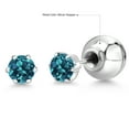 thumbnail image 6 of Gem Stone King Platinum London Blue Topaz Stud Earrings for Women Men (0.66 Cttw, Gemstone November Birthstone, Round 4MM), 6 of 6