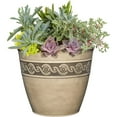 thumbnail image 3 of Classic Home Round Concrete Gray Resin Corinthian Planter, 3 of 4