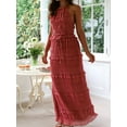 thumbnail image 2 of Womens Y2k Maxi Skirt Set Backless Lace Halter Crop Top and Long Skirt Sets Beach Dress 2 PCS Outfit Brick Red S, 2 of 7