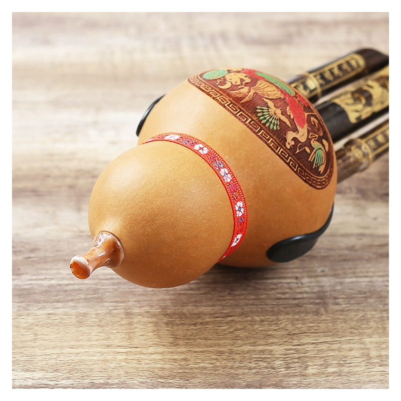 Gourd Flute Made of Bamboo, Chinese Hulusi Gourd Flute, National Wind Instrument in B-flat key Traditional Hulusi Flute Professional Flute Instrument for Music Lovers Beginners