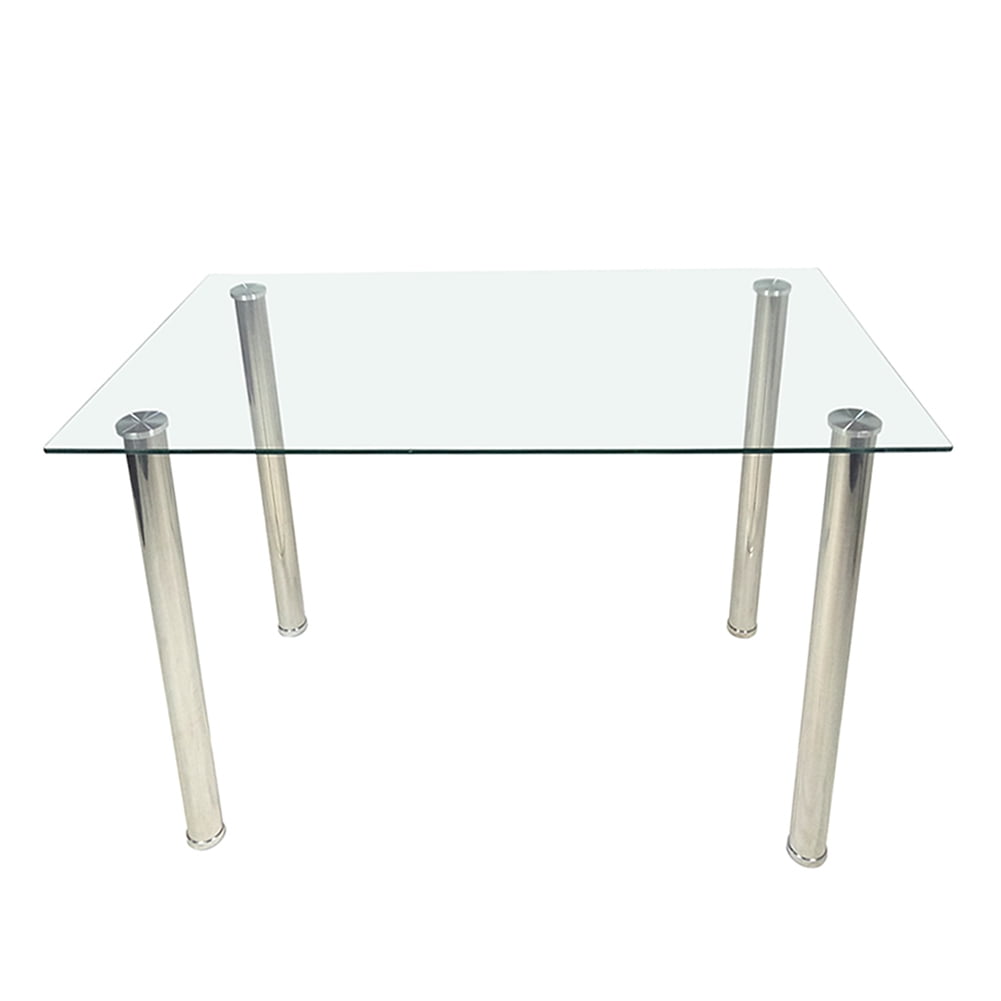 Kadyn 5 PC Dining Set, Stainless Steel Dining Table with 4 Chairs, Dining Table Set for Kitchen, Transparent Kadyn 5 PC Dining Set, Stainless Steel Dining Table with 4 Chairs, Dining Table Set for Kitchen, Transparent
