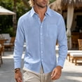 thumbnail image 5 of COSFO Long Sleeve Button Up Shirts for Men Blue Casual Cotton Linen Shirts Classic Fit Lightweight with Pockets Collared Men's Shirts, 5 of 7