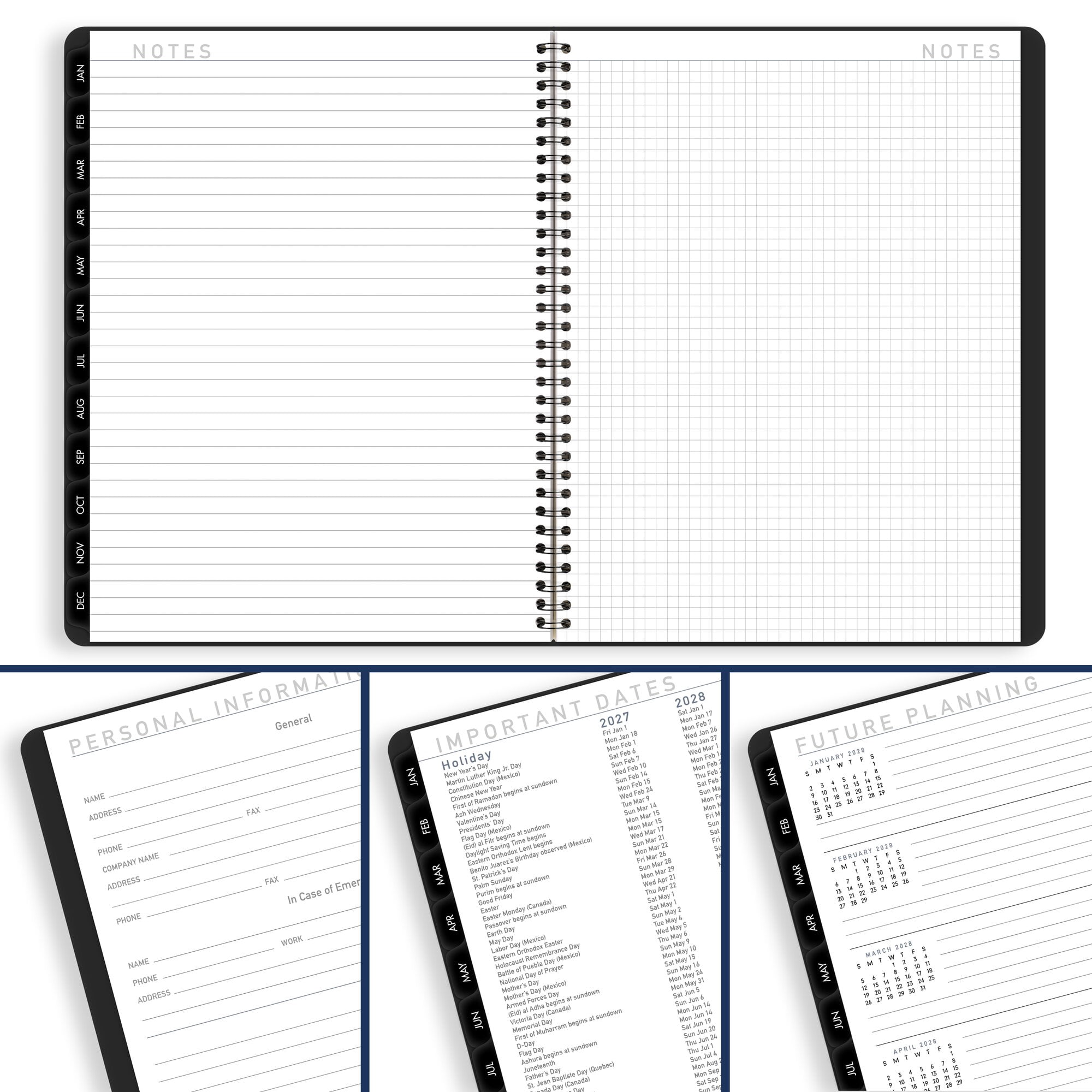 AT-A-GLANCE Contemporary Lite 2027 Weekly Monthly Planner Black Large 8 14 x 11