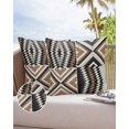 thumbnail image 6 of Pack of 2 Outdoor Pillow Covers, Boho Western Tribe Brown White Black Geometric Wood Grain Waterproof Square Throw Pillowcase Cushion Decorative Pillow Covers for Couch Patio Tent, 20x20 in, 6 of 6