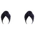 thumbnail image 3 of Sonducket Turbante de 2 capas con nudo, hiyab, Color sólido, ancho, elástico, para la cabeza, diademas, accesorios de estilismo Negro 2Conjunto, 3 of 6