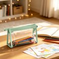 thumbnail image 5 of Linnome Transparent PVC Stationery Bag Waterproof Large Capacity Pencil Pouch - Clear Triangular Teens Pen Bag with Zipper & Loop - Exam Office Travel Makeup Organizer Case, 5 of 6