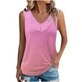thumbnail image 2 of Tank Toos Womans Tank Tops Ladies'spring And Summer Casual Solid Color Sleeve Round Neck Sleeve Round Neck Top/Shirt Pink L, 2 of 6