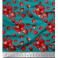 thumbnail image 1 of Soimoi Satin Silk Fabric Raspberry,Strawberry & Cherry Fruits Print Fabric by The Yard 42 Inch Wide, 1 of 3