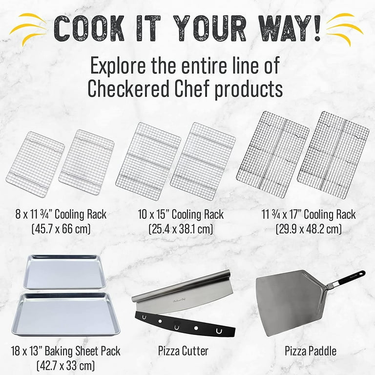 Checkered Chef Baking Sheets for Oven - Half Sheet Pan with Stainless Steel Wire  Rack Set 1