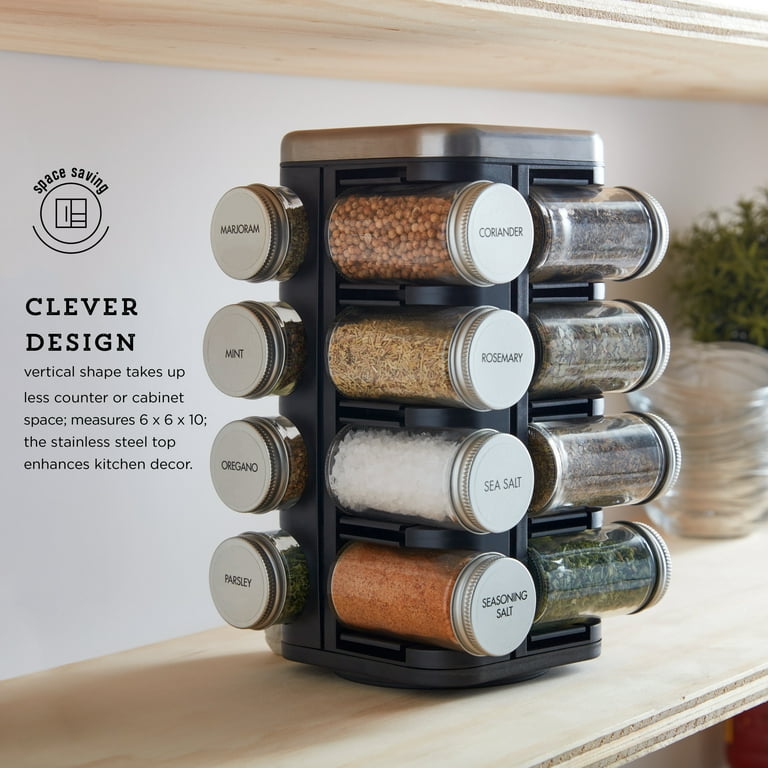 Gray Wood 2 Tier Spice Jar Holder Rack, Seasoning and Condiments