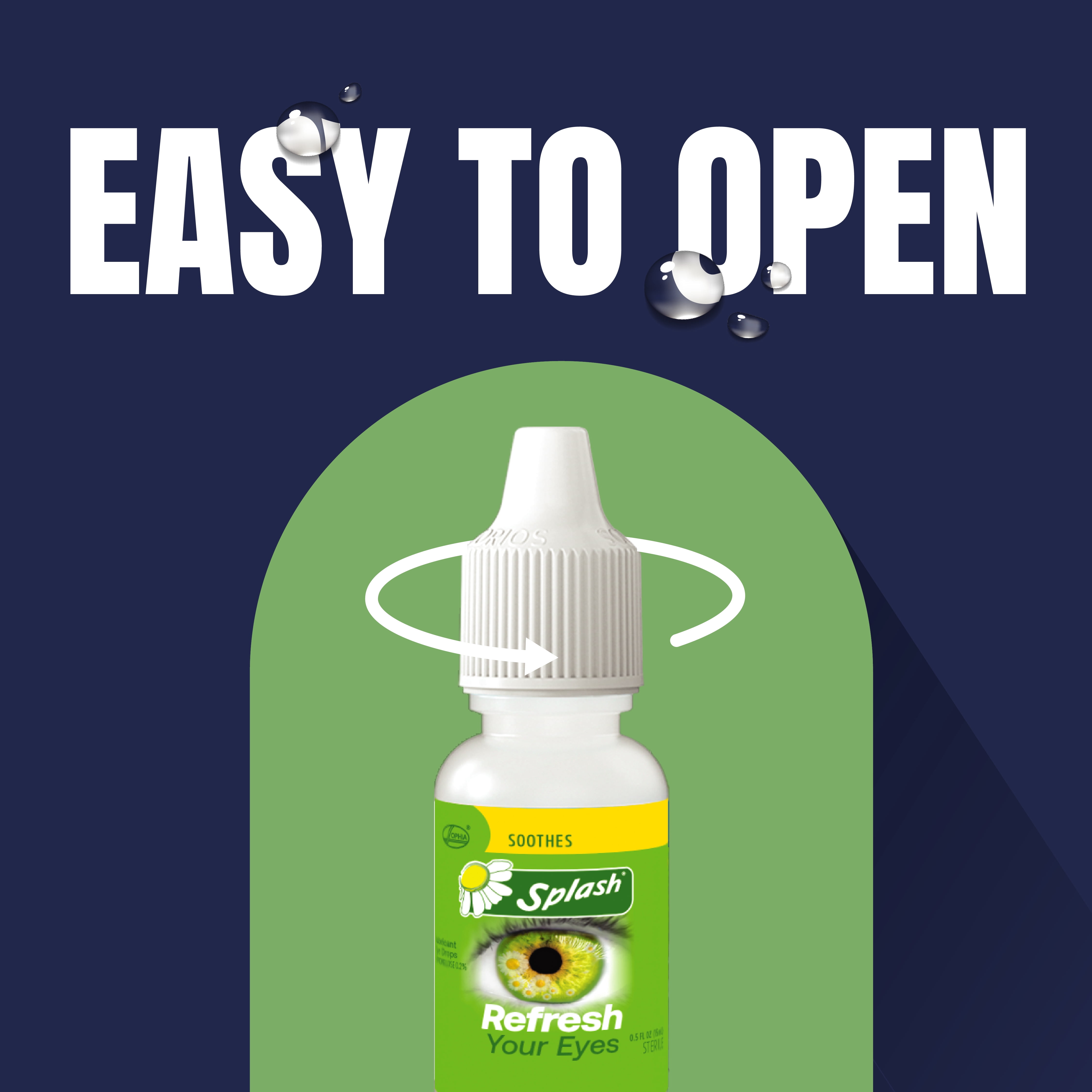(2 pack) Splash Refresh Soothing Eyes Drops For Tired Eyes, Contains Chamomile, Daily Use 0.5 Fl Oz