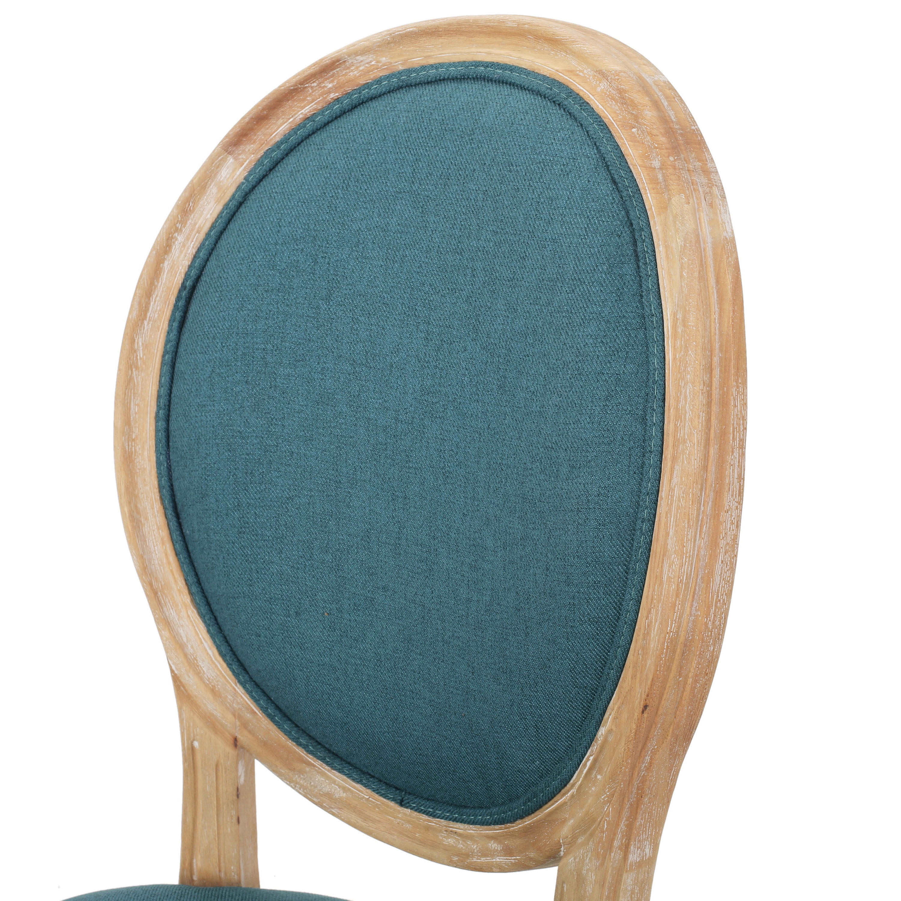 Noble House Phinnaeus FrenchFabric Dining Chairs, Set of 2, Dark Teal