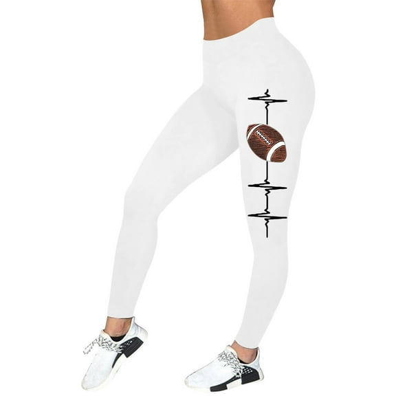 NAFUU High Waisted Leggings For Women Football Printed Elastic Tights Legging Soft Slim Tummy Control Yoga Leggings Stretchy Pants Stretch Leggings