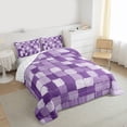 thumbnail image 3 of Homewish Dreamy Plum Square Queen Comforter Set for Kids, Abstract Buffalo Piald Bedding Sets, Vintage Oil Printing Reversible Bedding Comforter Set, Breathable Home Decor, 3-Piece, 3 of 8
