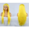 thumbnail image 3 of Unique Bargains Lace Front Wigs for Women 24" Yellow Long Straight Hair with Wig Cap Synthetic Fibre, 3 of 8