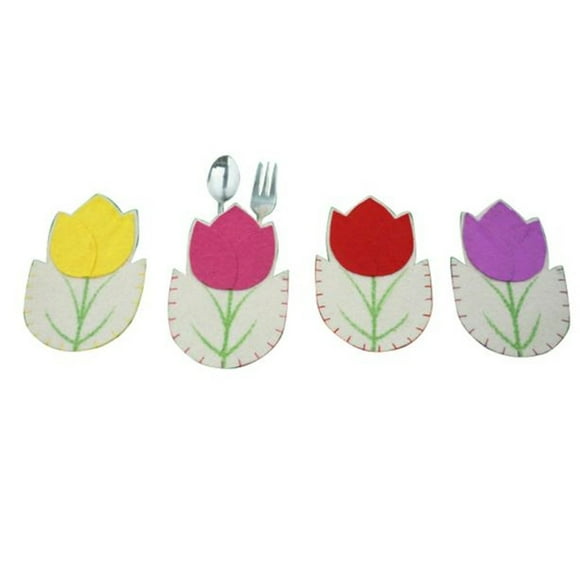 Lksixu Easter Decorations 4pc Easter Decoration Tableware Case Silverware Holders Pockets Dinner Decor Easter Ornaments Spring Decor for Party Holiday