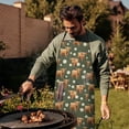 thumbnail image 4 of Green Highland Cow Daisy Pattern Apron-Garden Aprons for Women with Pockets-Cotton Linen Waterproof Kitchen Cooking Gardening Aprons Adjustable for Kitchen,Cooking,BBQ and Salon 33x27 Inch, 4 of 7