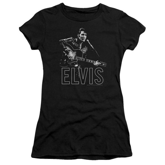 Elvis Presley - Guitar In Hand - Juniors Teen Girls Cap Sleeve Shirt - Small